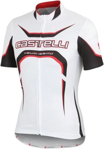 Castelli Velocissimo Tour Jersey FZ White-Black-Red Glamorous Jersey Tee