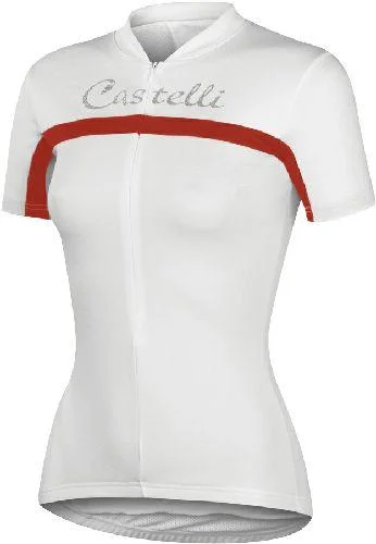 Castelli Womens Promessa Cycling Jersey - White Red Cream Jersey Tee