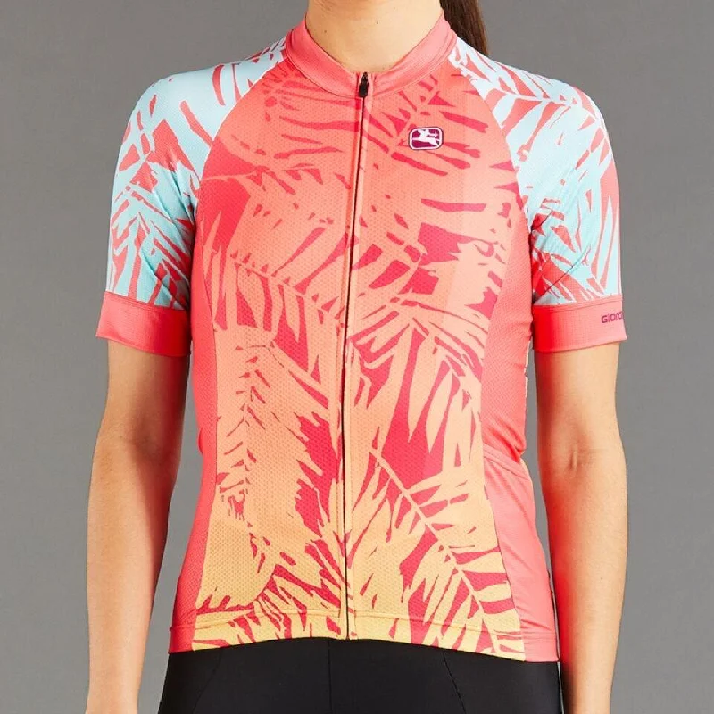 Giordana Women's Tenax Pro Moda Portofino Cycling Jersey - Coral-Mint Boat Neck Jersey Shirt