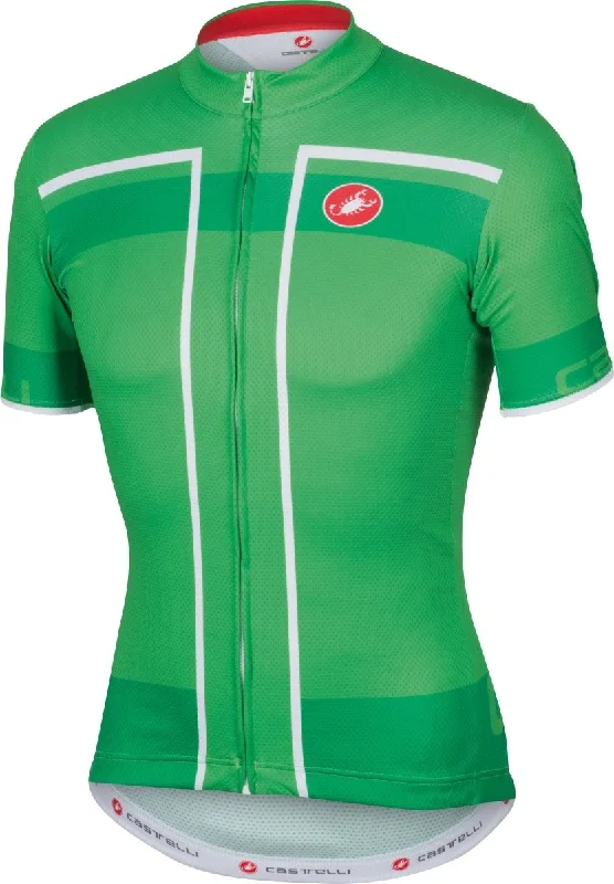 Castelli Velocissimo Jersey FZ - Race Green Bright Color Jersey Top