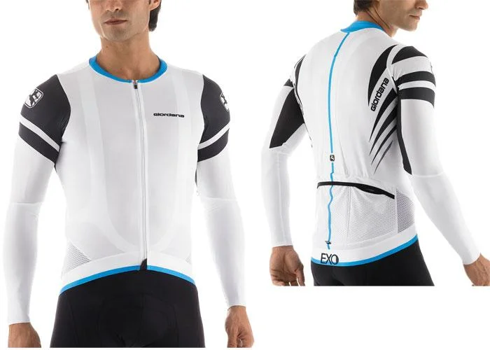 Giordana EXO Long Sleeve Cycling Jersey White Summer Jersey Tee