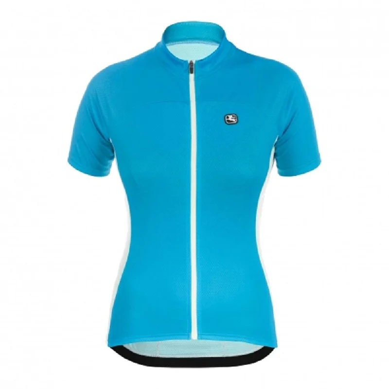 Giordana Women's Fusion Short Sleeve Jersey - Turquoise Blue-White Textured Jersey Blouse