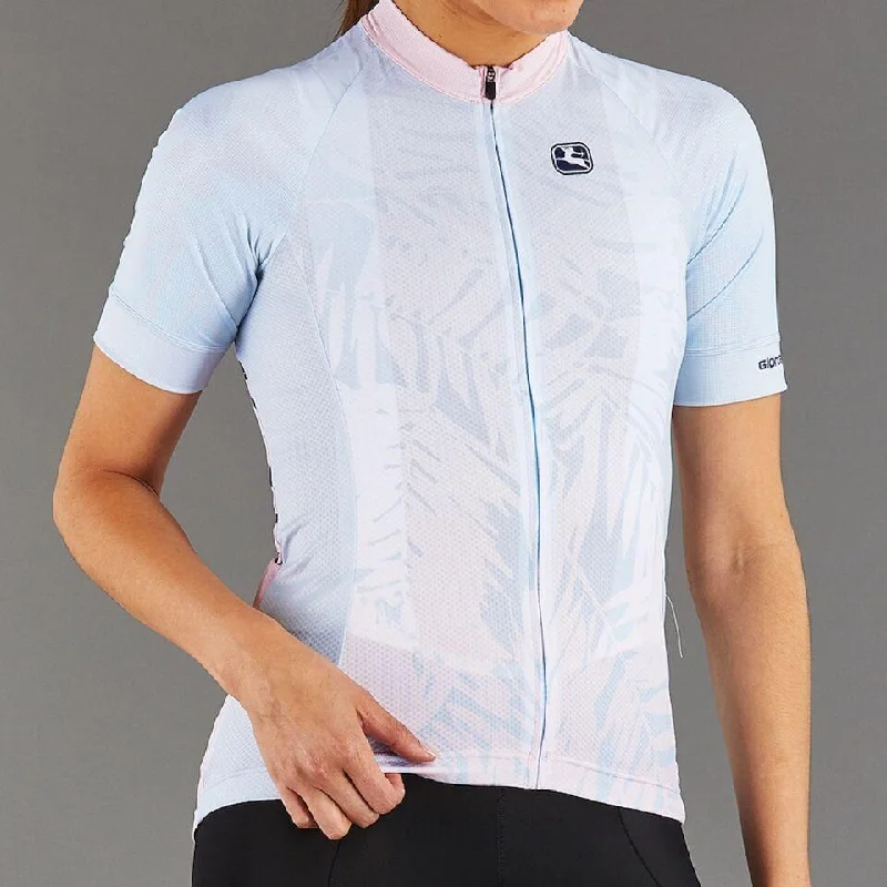 Giordana Women's Tenax Pro Moda Portofino Cycling Jersey - Baby Blue-Pink Scoop Neck Jersey Top