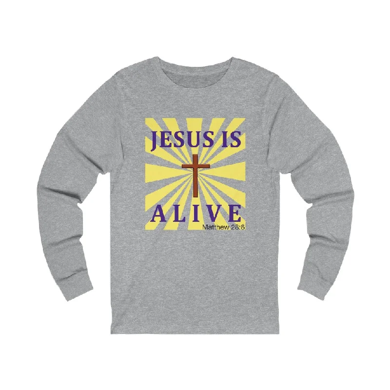 Jesus Is Alive Unisex Jersey Long Sleeve Tee Ash Gray Jersey Tee