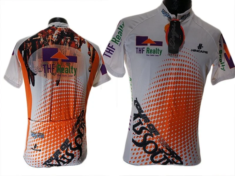 Hincapie Tour Of Missouri Cycling Jersey -White Orange Geometric Jersey Top