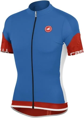 Castelli Entrata Jersey Full Zip Drive- Blue-Red Bronze Jersey Tee