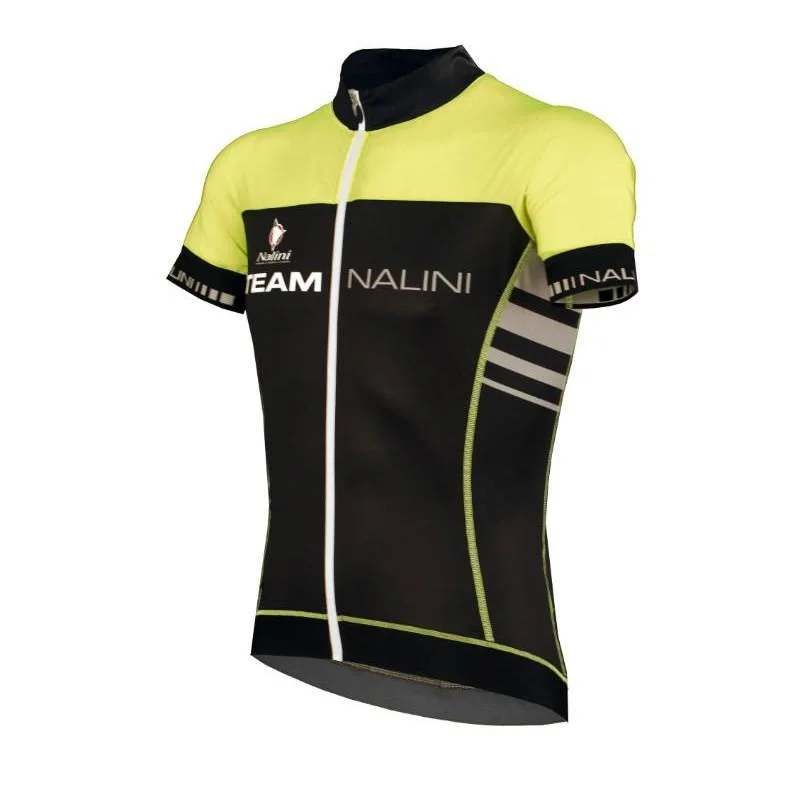 Nalini Team Fluo Ti Short Sleeve Jersey - Black Lime Stylish Jersey Top