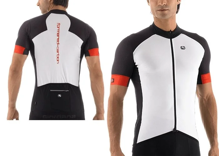 Giordana FRC Forma Red Carbon Short Sleeve Jersey White High Neck Jersey Shirt