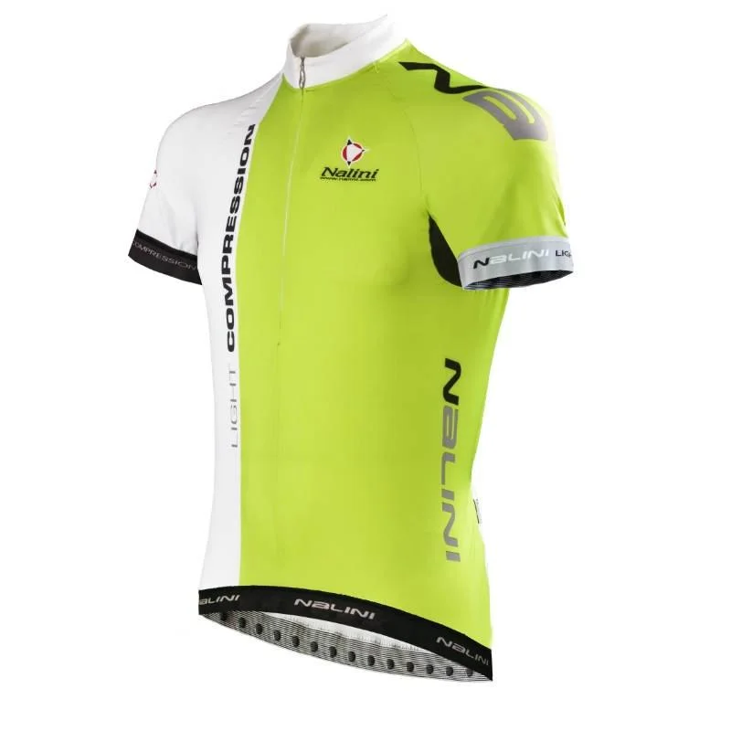 Nalini Light Compression Ti Jersey - White Lime Polka Dot Jersey Shirt