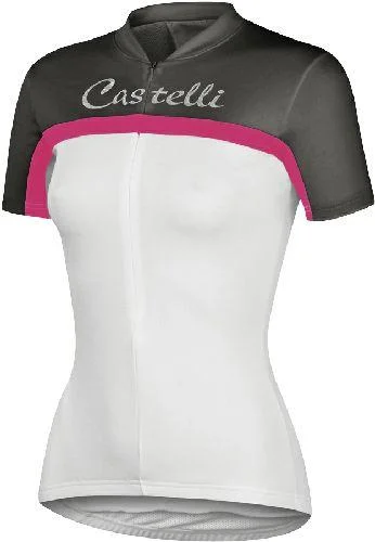 Castelli Womens Promessa Cycling Jersey - White Pink Asymmetrical Jersey Blouse