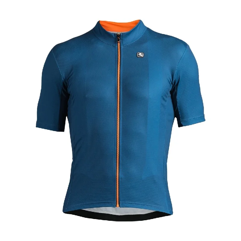 Giordana Fusion  Short Sleeve Jersey - Blue-Orange Round Neck Jersey Tee