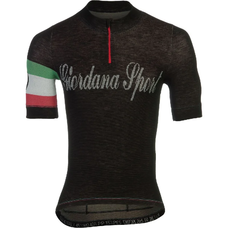 Giordana Sport Classic Performance Knitted Wool Short Jersey - Black-Italia Seasonal Jersey Tee