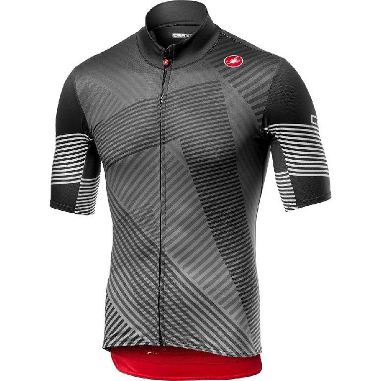 Castelli Mid Weight SS Jersey - Gray Ruby Red Jersey Shirt