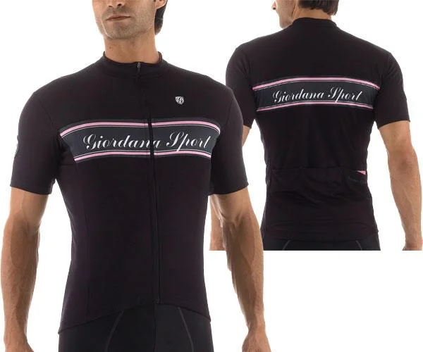 Giordana Sport Signature Jersey - Black- Pink Pastel Jersey Tee