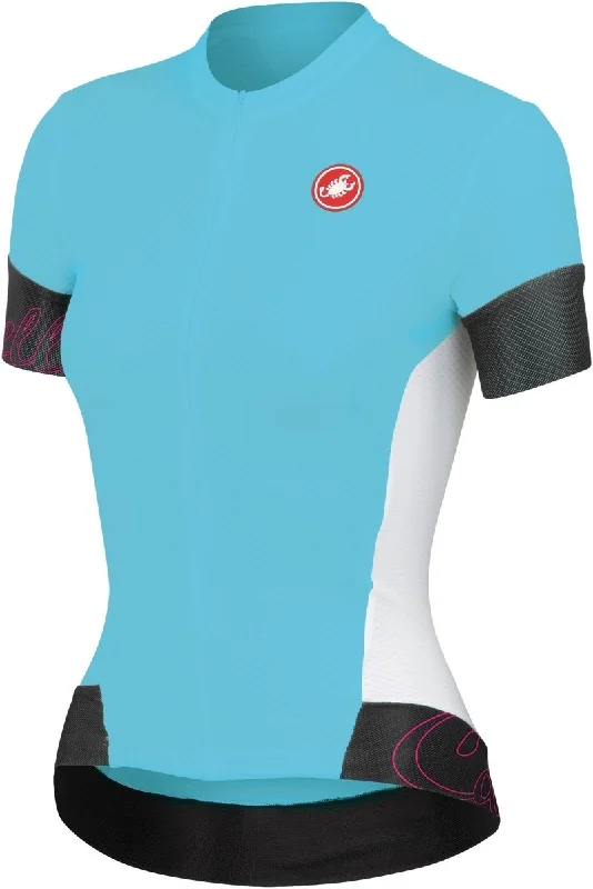 Castelli Womens Fortuna Jersey - Atoll Blue-White Travel Jersey Tee