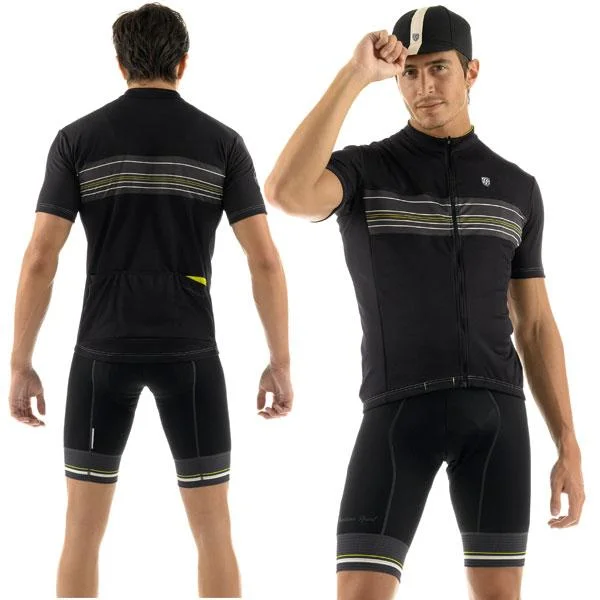 Giordana Sport Stripe Short Sleeve Jersey - Black-Yellow Warm Jersey Shirt