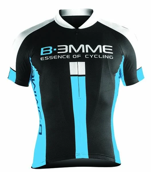 Biemme Identity Short Sleeve Jersey - Black-White-Sky Blue Vintage Jersey Tee