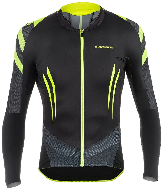 Giordana EXO Long Sleeve Jersey - Black-Fluo Turtle Neck Jersey Shirt