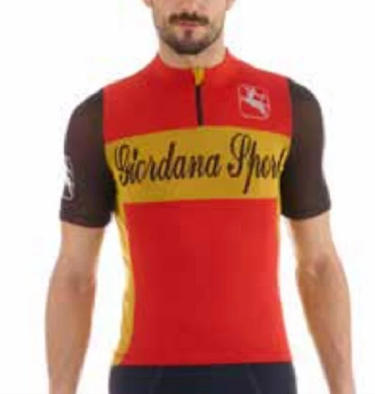 Giordana Sport Classic Performance Knitted Wool Short Jersey - Red-Yellow Seasonal Jersey Tee