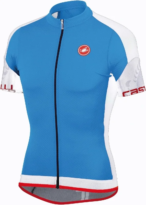 Castelli Entrata FZ Jersey - Drive Blue-White Seasonal Jersey Tee