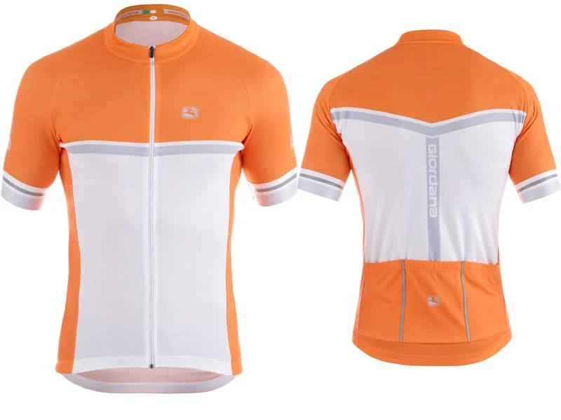 Giordana Silverline Raglan Short Sleeve Jersey Orange Emerald Green Jersey Tee