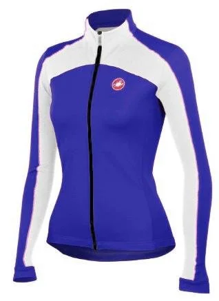 Castelli Women's Viziata Jersey FZ - White Blue Halter Neck Jersey Tee