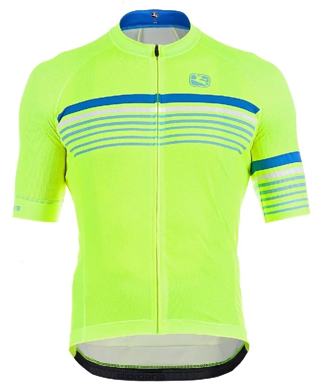 Giordana Moda "Sette" Tenax Pro Short Sleeve Jersey - Yellow-Blue-Aqua High-End Jersey Tee