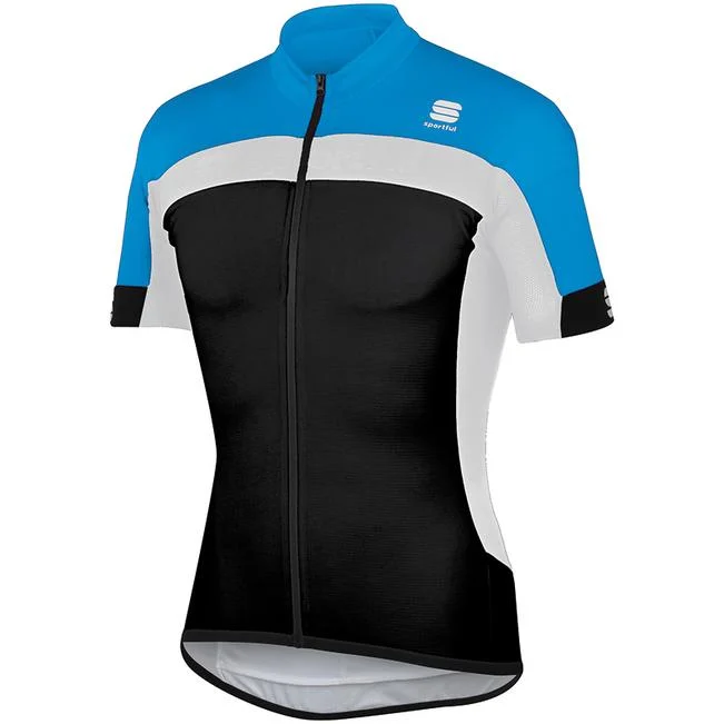 Sportful Pista Cycling Jersey - Cyan Black Silver Jersey Tee