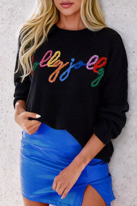 Holly Jolly Black Lurex Sweater Long Sweater Short Sweater Cropped Sweater