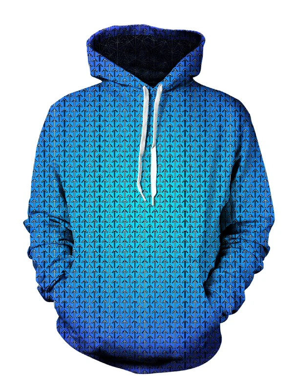 Psychedelic Blue Fade Pattern Hoodie Hoodie with Ribbed Neckline Snug Warm