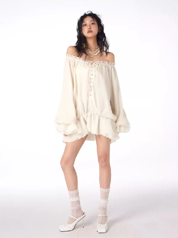 Off-shoulder puff dress【s0000007197】 Tunics Running lightweight