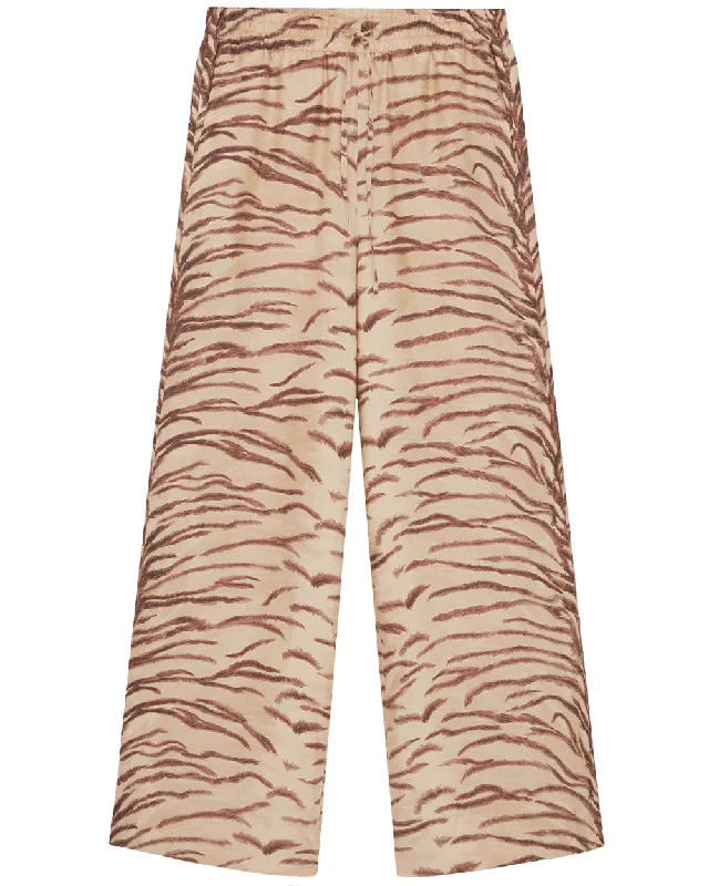 Natural Tiger Print Trouser Trousers Denim Distressed