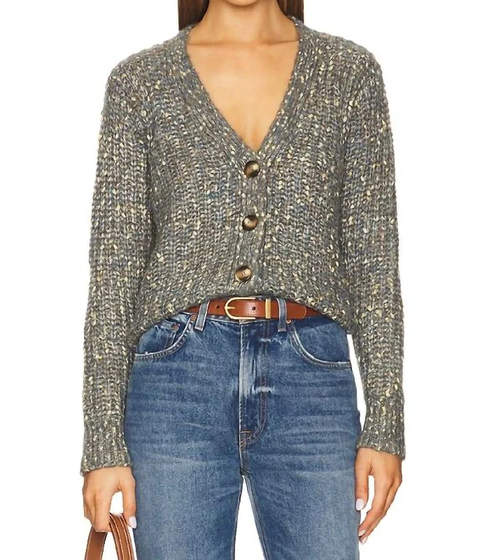 Emmeline Sweater In Spruce Real Fur Shearling Chenille