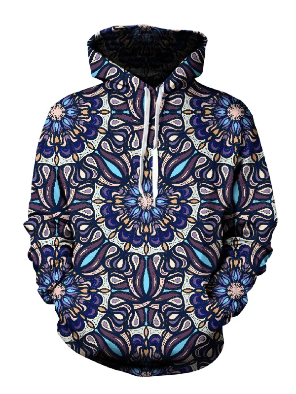 Blue Bells Psychedelic Mandala Pullover Hoodie Hoodie with Hidden Zipper Minimalist Clean