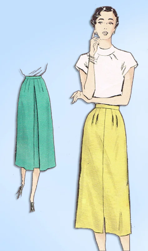 1950s Vintage Butterick Sewing Pattern 5450 Quick & Easy Misses Skirt Size 24 W lightweight skirt design