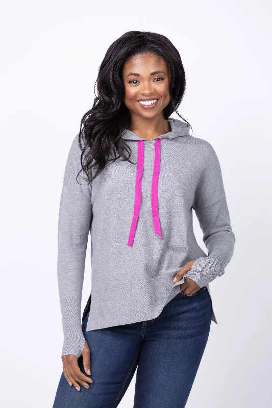 J. Society Hoodie Sweater in Heather/Pink Nylon Fabric Polyester Fabric Spandex Fabric