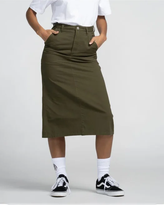 Classic Carpenter Skirt in Khaki cashmere skirt fine