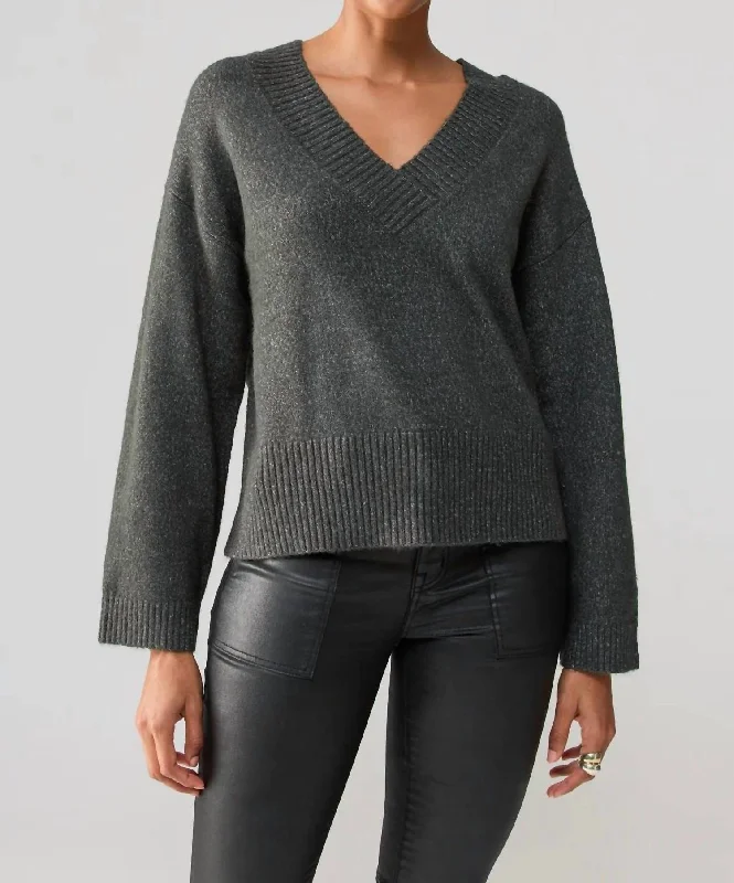 Favorite Season Sweater In Grey Cashmere Blend Cotton Blend Poly Blend