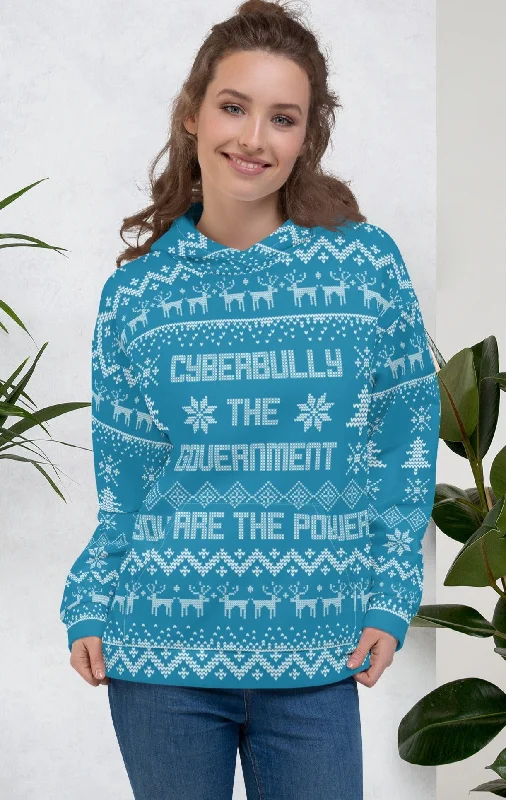 Cyberbully the Government Ugly Christmas Sweater Unisex Hoodie Rayon Fabric Velvet Fabric Corduroy Fabric