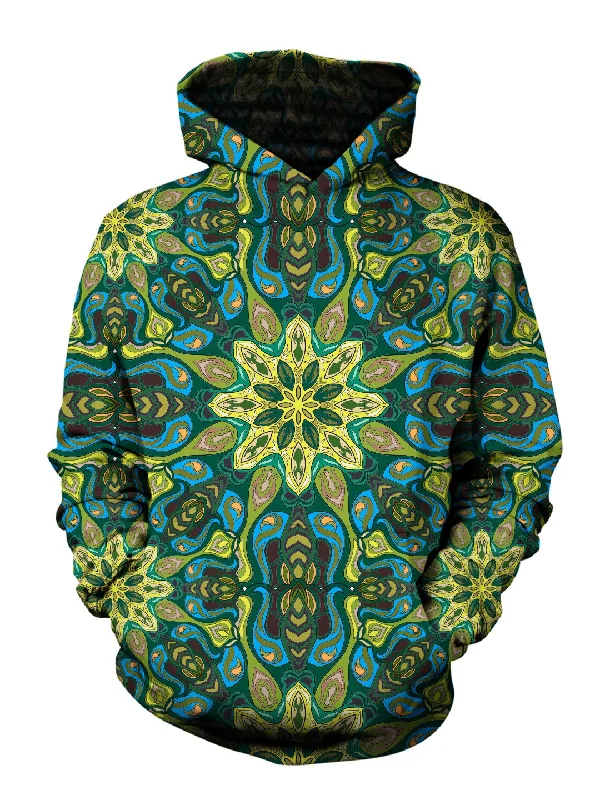 Lilypads Psychedelic Mandala Pullover Hoodie Hoodie with Double Zipper Versatile Adjustable