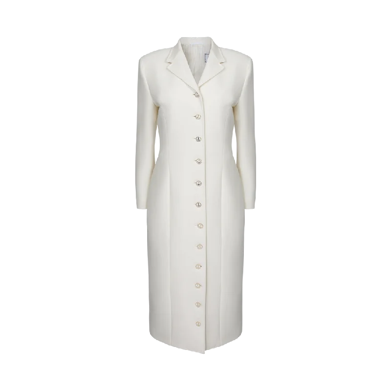 Notch Lapel Wool Dress Tunics Wedding white