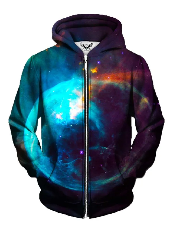 New Earth Blue Planet Galaxy Zip-Up Hoodie Hoodie with Contrast Stitching Detailed Premium