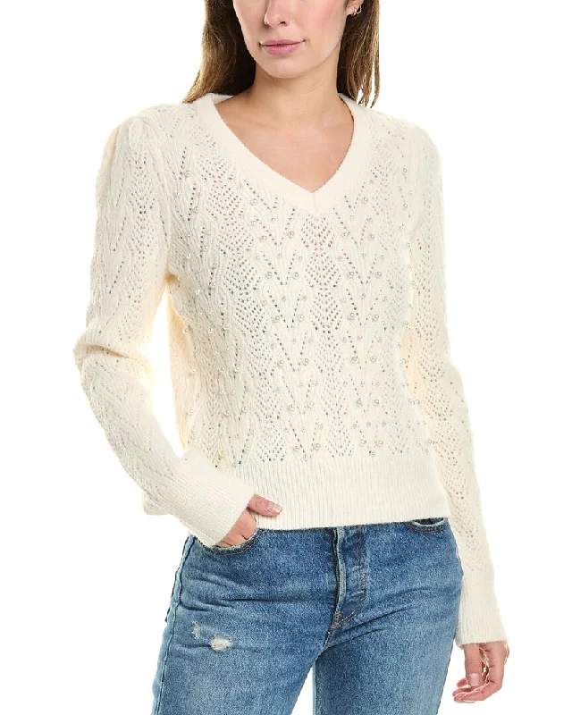 Nanette Nanette Lepore Pearl Bead Sweater Slim Fit Regular Fit Oversized
