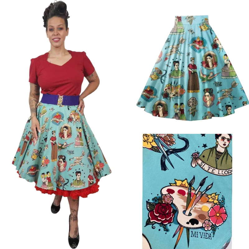 Frida Khalo Circle Skirt chiffon skirt lightweight