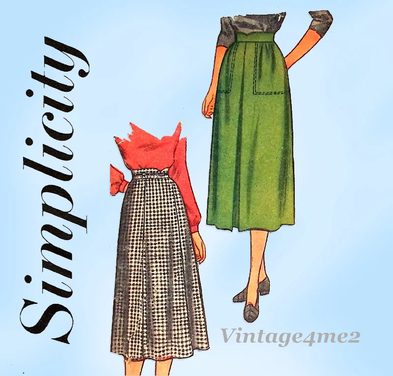 1940s Vintage Simplicity Sewing Pattern 2211 Misses WWII Day Skirt 28 Waist lightweight skirt design