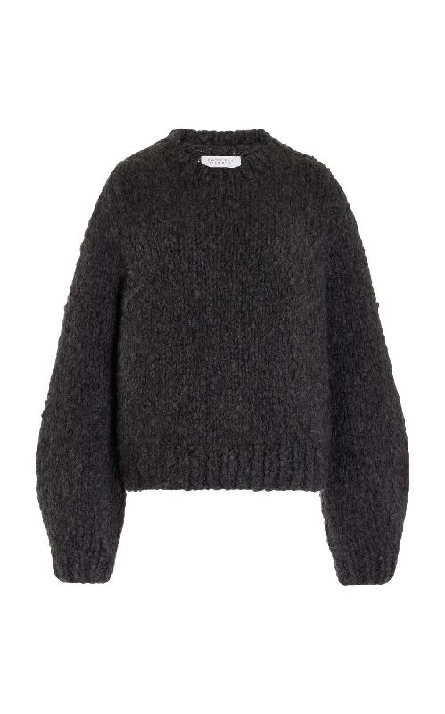 Clarissa Knit Sweater in Charcoal Welfat Cashmere Lightweight Heavyweight Midweight