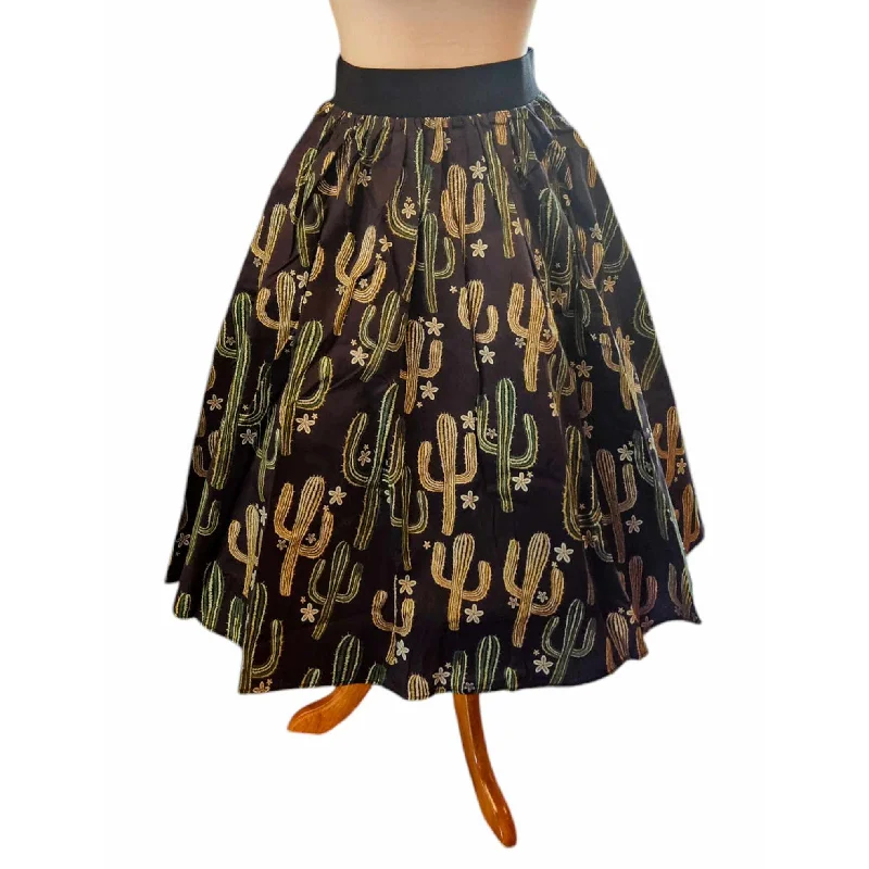 Desert Cactus Elastic Waist Skirt maxi skirt elegant