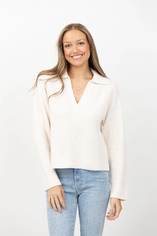 Simkhai Lopez Polo Sweater in Ivory Sweater Knitwear Pullover