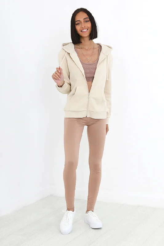 PLAIN STONE DRAWSTRING ZIP HOODIE Hoodie with Front Slit Layering Stylish