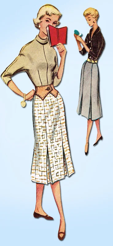 1950s Vintage McCalls Sewing Pattern 9392 FF Misses Skirt & Contour Belt Sz 26 W ruffled skirt detail